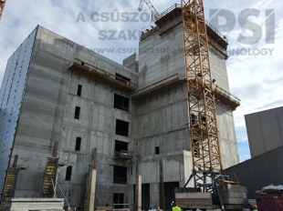 Slipform construction of the reinforced concrete core of the agricultural facility was completed in early October